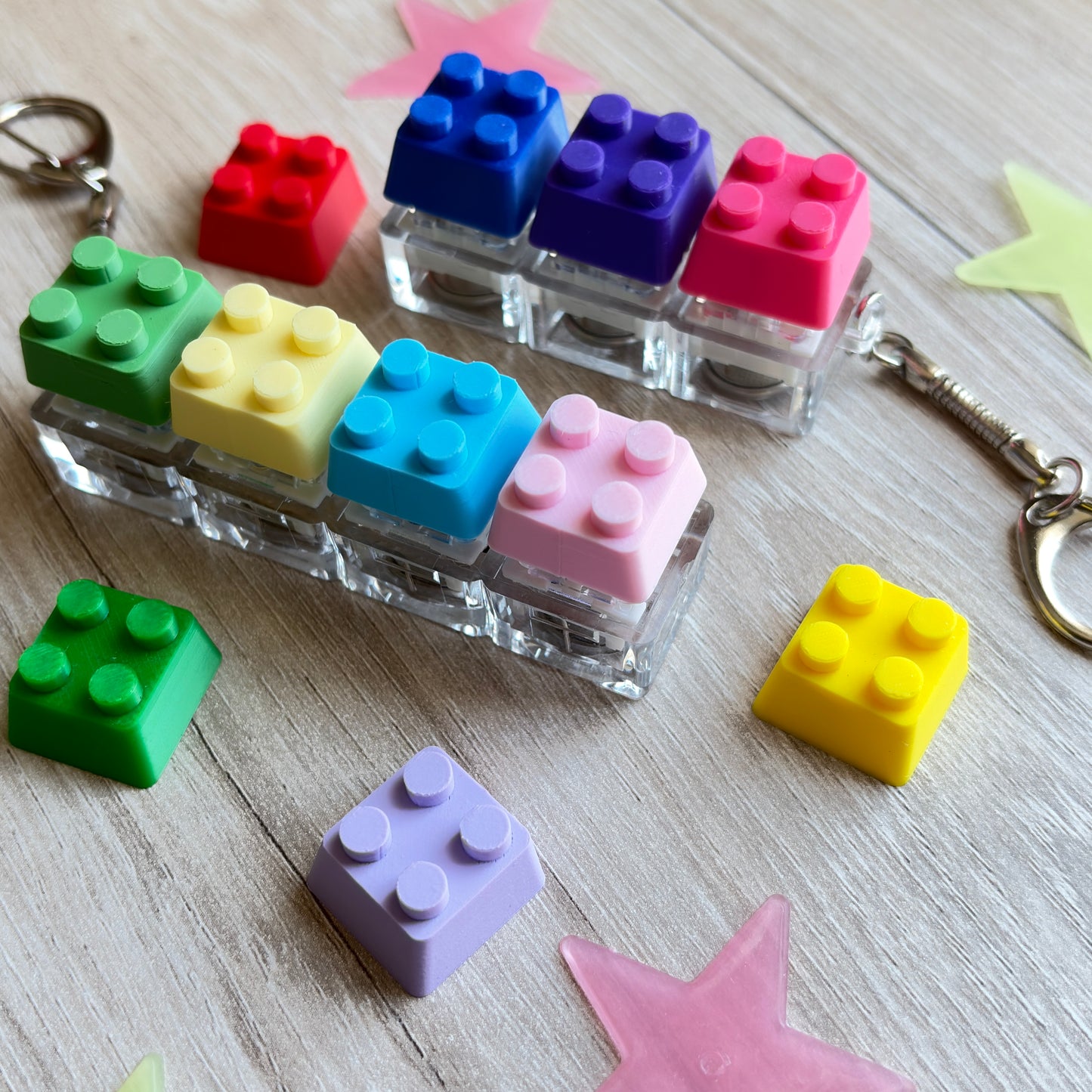 Fun Colored 3-Click Brick Click & Glow Keychain