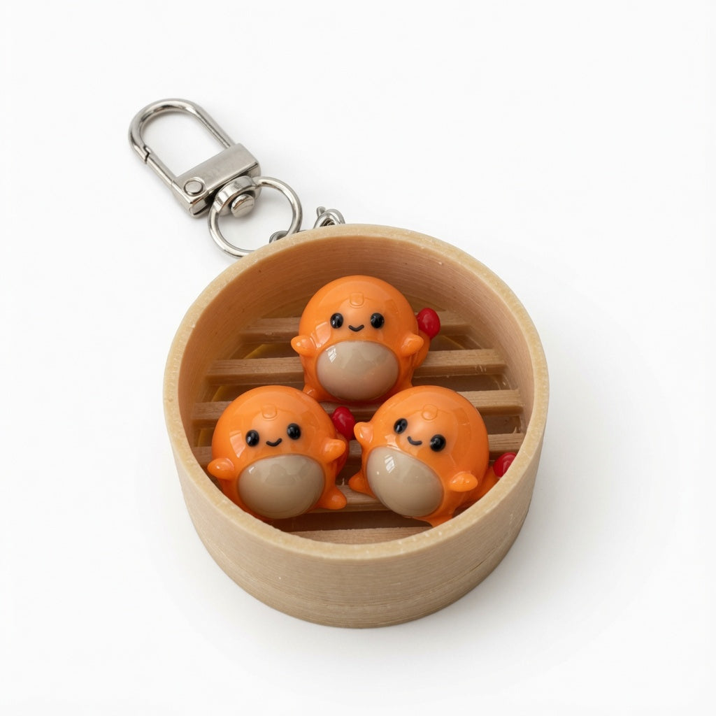 Char-Char Dim Sum Basket Keychain