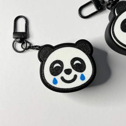 crying laughing panda fidget keychain