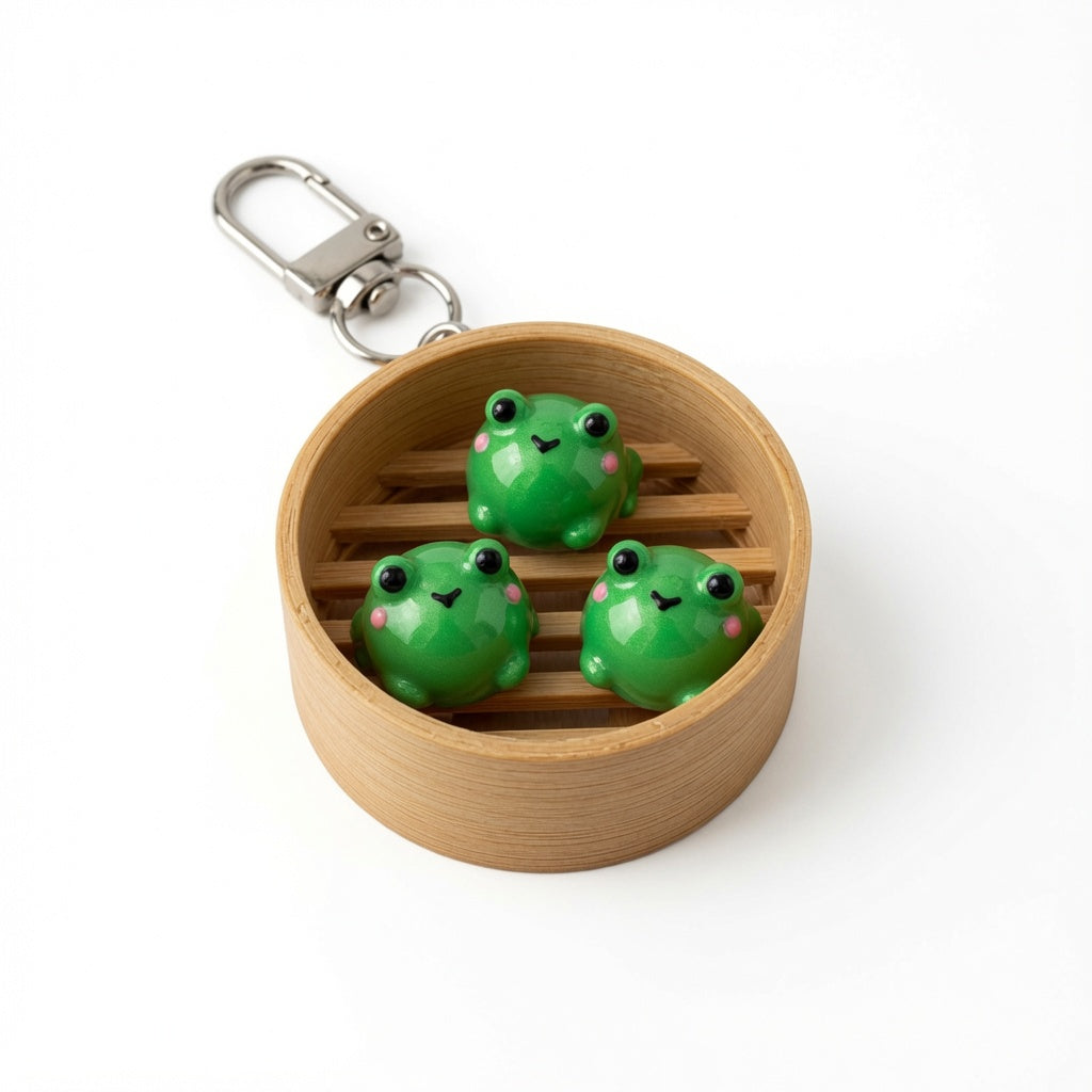 Frog Dim Sum Basket Keychain