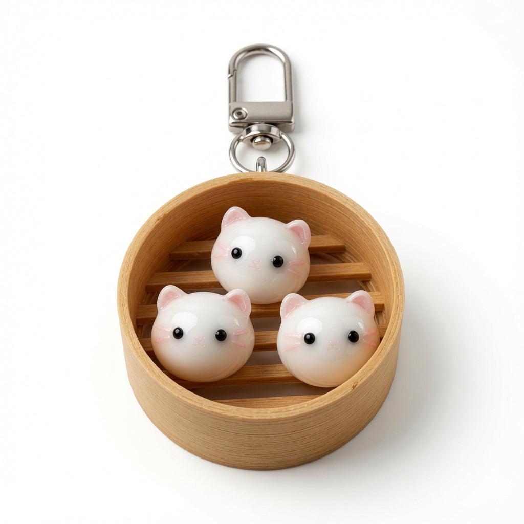 Kika Kitty Dim Sum Basket Keychain