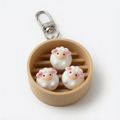 Sheep Dim Sum Basket Keychain