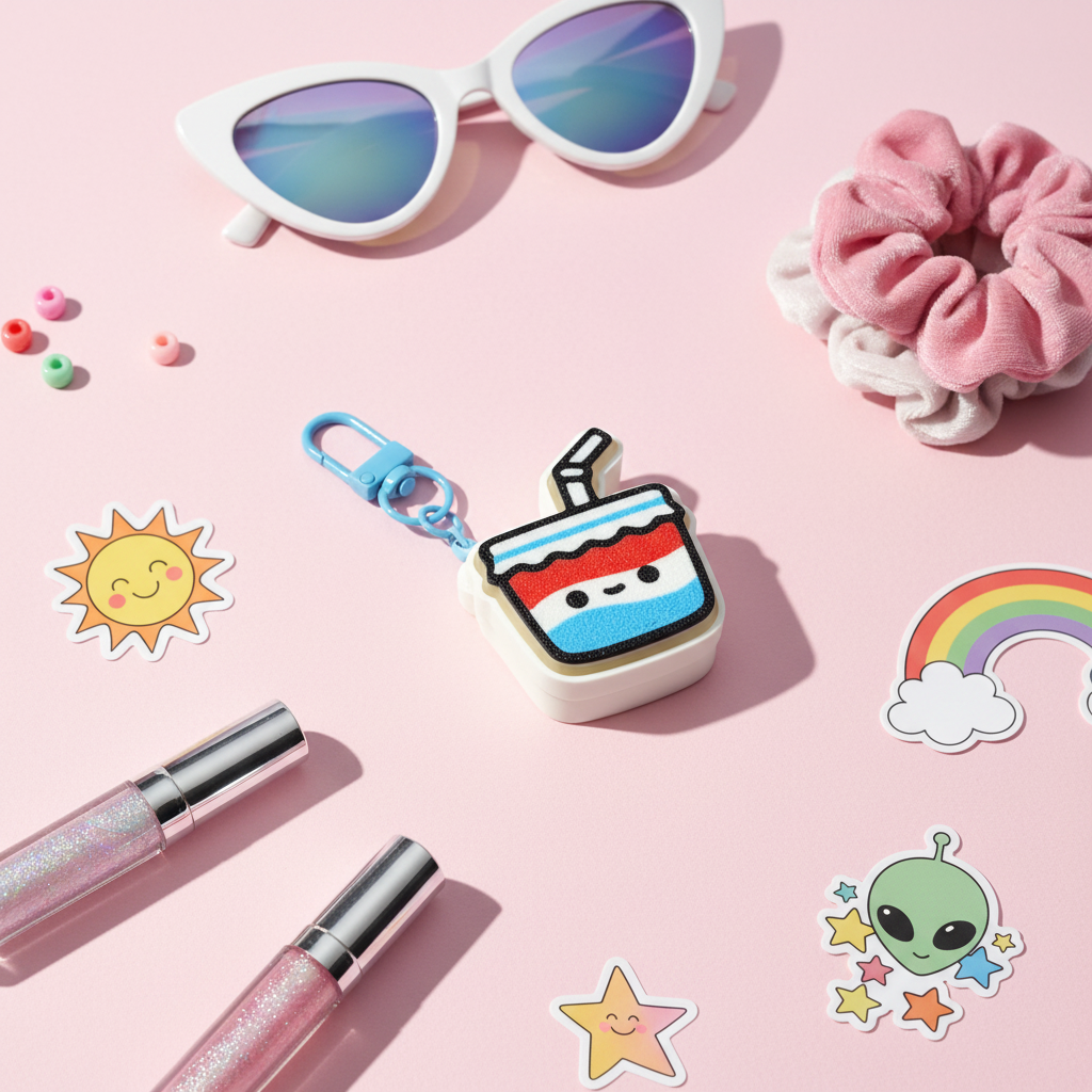 Slushie Keychain Flatlay