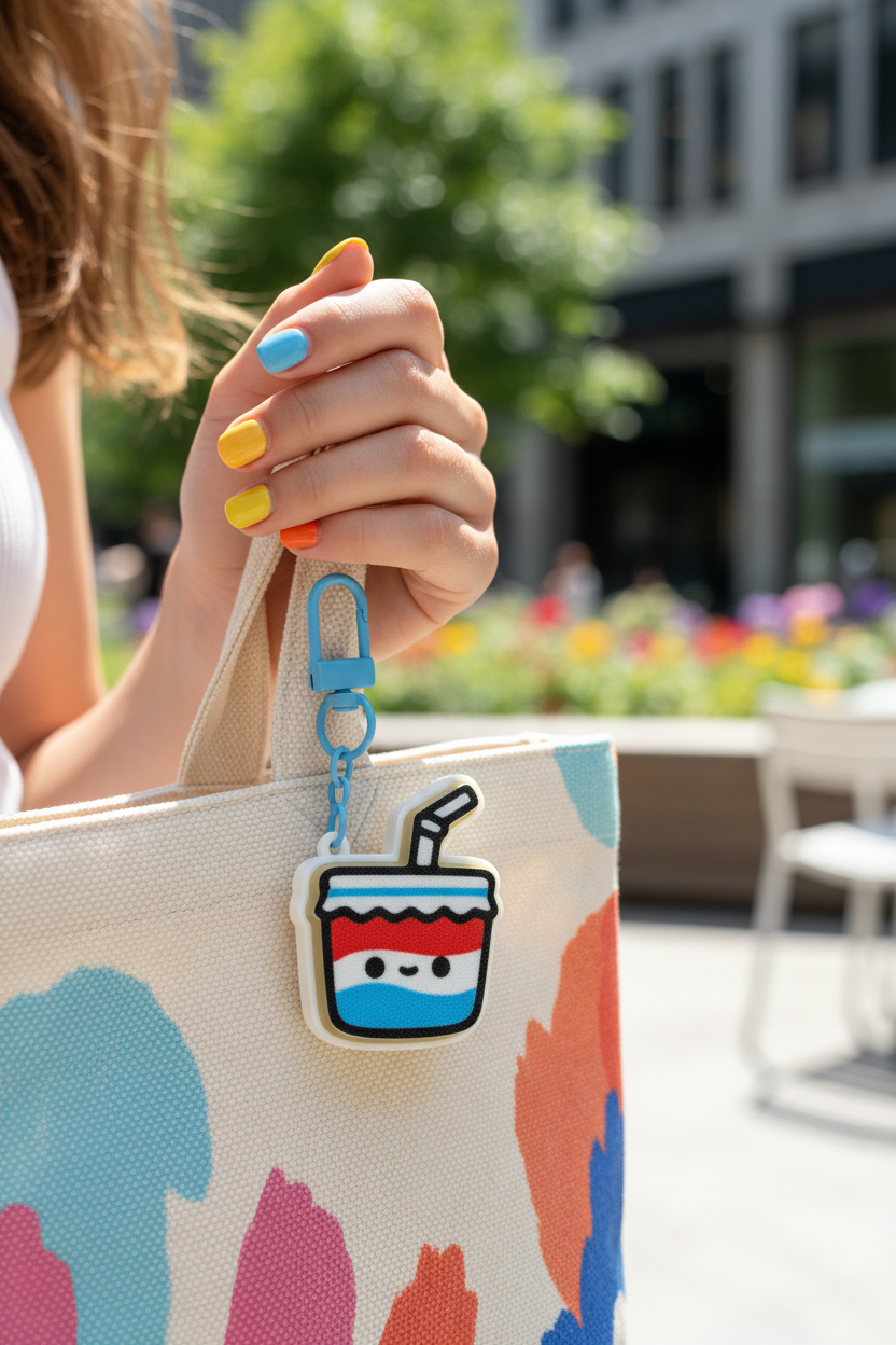 Slushie Keychain Tote Bag Lifestyle