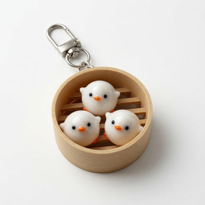 White Duck Dim Sum Basket Keychain