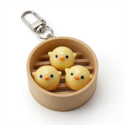 Yellow Duck Dim Sum Basket Keychain